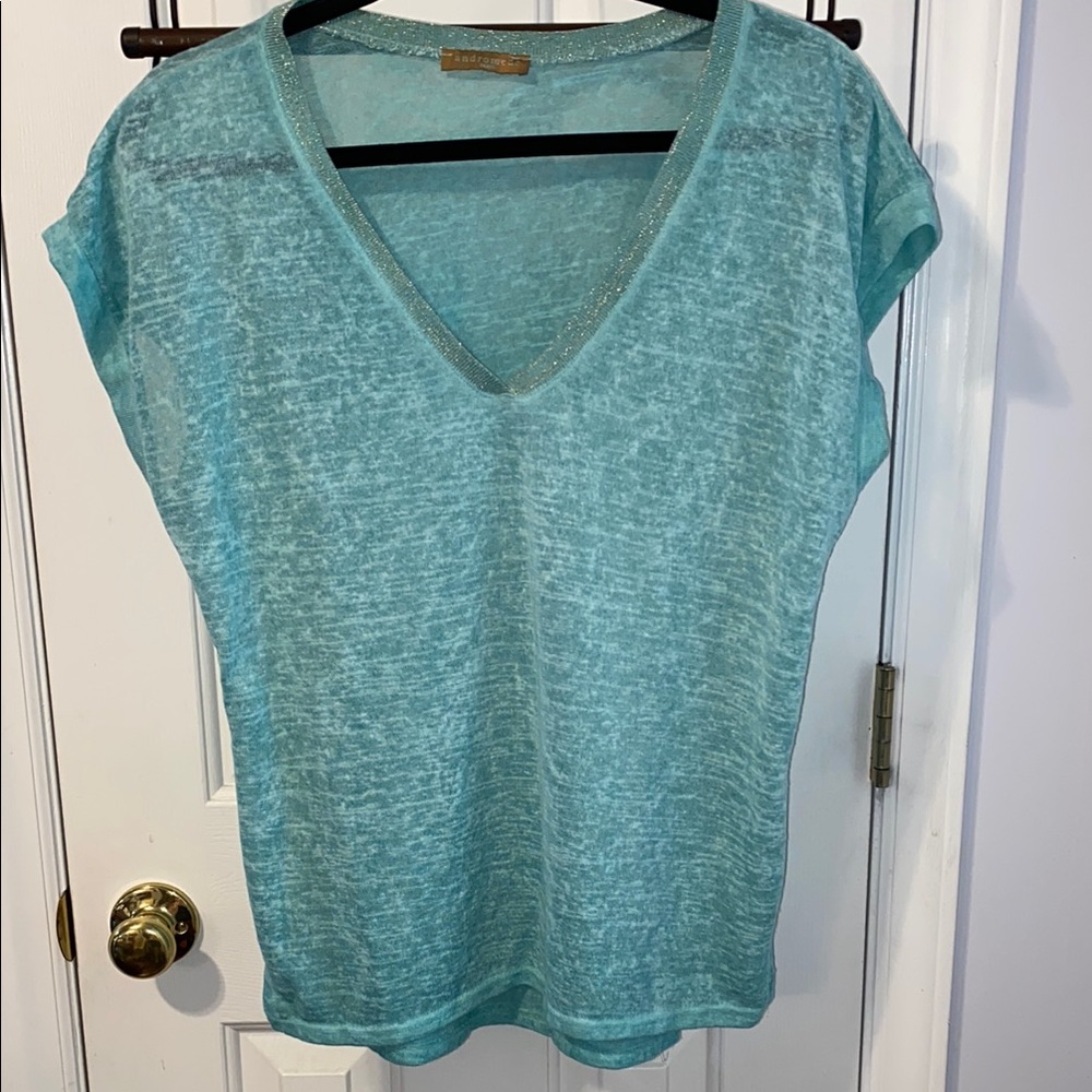 Andromede sea foam green shirt, viscose and nylon